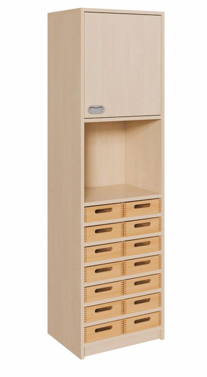 K Kombinationsschrank 180 x 52 cm, 14 flache Kästen/1 Tür re.